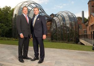 Facundo L  Bacardi and Bombay Sapphire Master Distiller Nik Fordham at the official opening of the Distillery at Laverstoke Mill